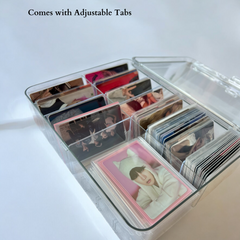 Extra Large 16 Slots Acrylic Clear Photocard Storage Box Movable Divider Blocks Kpop Organizer