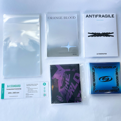 A4 Standard 200x300mm Premium Kpop Album Protective Bag | 80 Micron Flexible Thickness, Superior Clarity, PP Material + 40 Free Corner Tabs