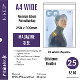 A4 Wide 250x300mm Premium Kpop Album Protective Bag | 80 Micron Flexible Thickness, Superior Clarity, PP Material (Pack of 25) + 40 Free Corner Tabs
