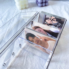 Large Acrylic Clear Photocard Storage Box with 5 Pcs Movable Divider Blocks Kpop Organizer