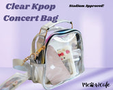 Clear Kpop Concert Bag | Stadium Approve Crossbody Kpop Merch Hologram Silver Black Game Day Bag Cute Adjustable Strap Gifts for Kpop Stan