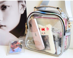 Clear Kpop Concert Bag | Stadium Approve Crossbody Kpop Merch Hologram Silver Black Game Day Bag Cute Adjustable Strap Gifts for Kpop Stan