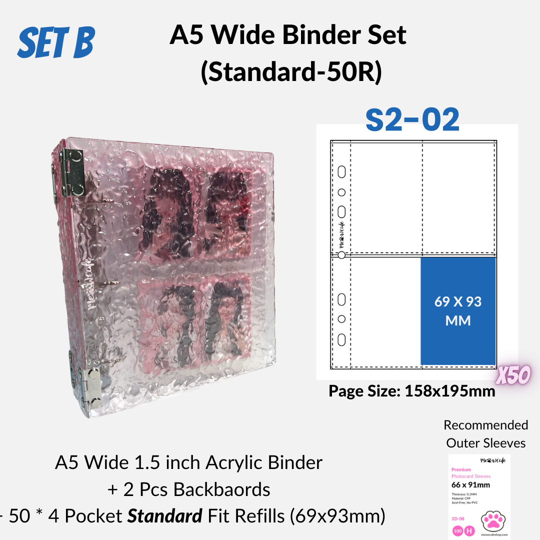 K-KEEP [A5 Wide] - Water Ripple Effect Acrylic Series - 1.5 inch 3-D-Ring Acrylic Binder | Large Capacity Kpop Inclusion Display Binder (Self Assembly Required) - Icy Pink