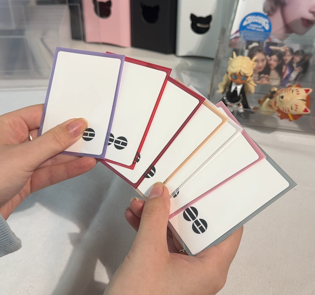 Meowcafe Premium [61x91 mm] Colored Frame Sleeves - Colored Frame Front + Clear Back For Special Visual Representation - 7 BTS Colors Set of 350 Sleeves