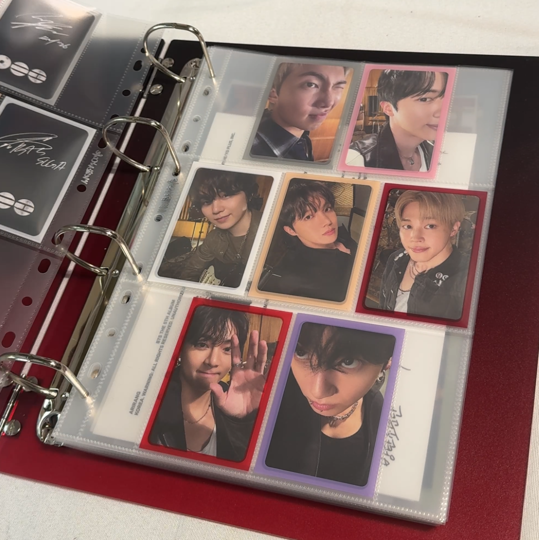 Meowcafe Premium [61x91 mm] Colored Frame Sleeves - Colored Frame Front + Clear Back For Special Visual Representation - 7 BTS Colors Set of 350 Sleeves