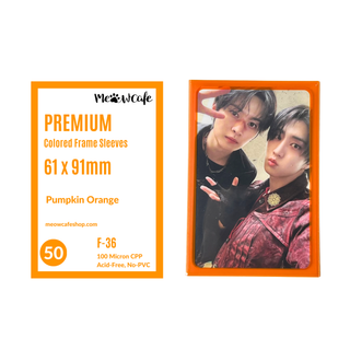 [PRE ORDER][Ship on Oct 5th]Meowcafe Premium [61x91 mm] Colored Frame Sleeves - Colored Frame Front + Clear Back For Special Visual Representation - Pumpkin Orange (F-36)