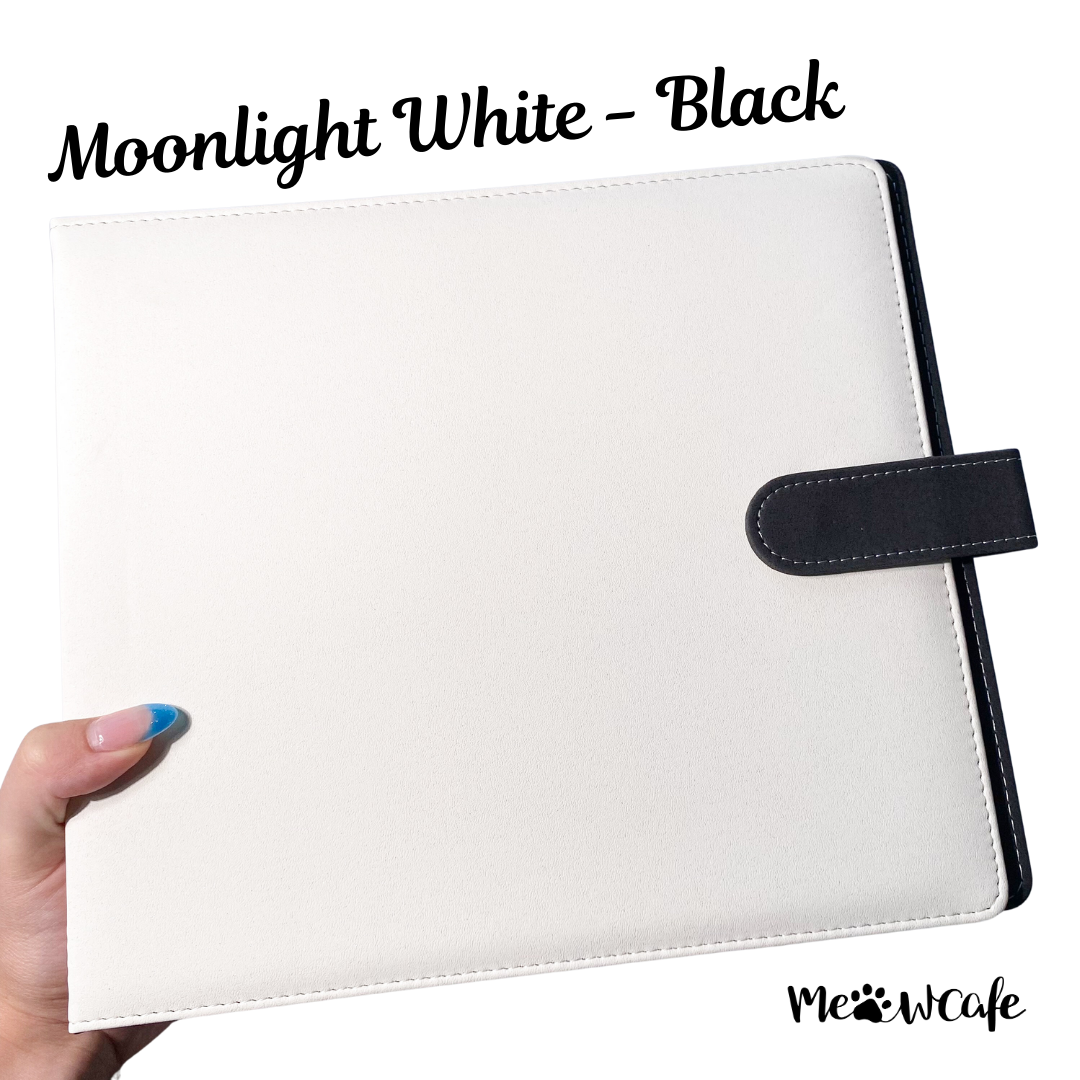 K-KEEP [A5 Extra-Wide] Binder - [1 inch] - [White Moonlight Series]- 6 Pocket | Soft PU Leather Binder D-Ring Designed for OT5/OT6 Collector