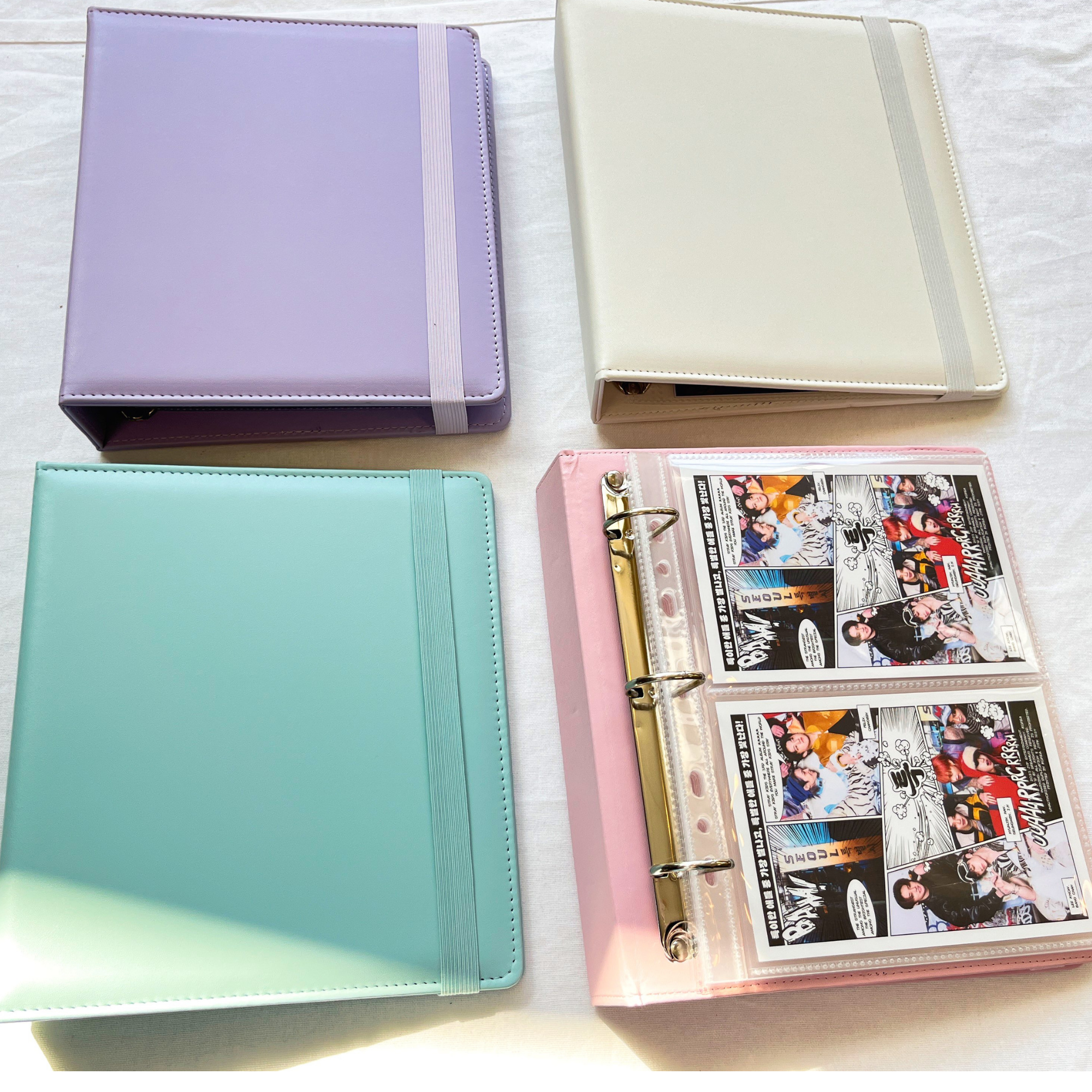 4-Pocket Kpop Photocard Binder A5 D-Ring Photocard Holder with 50Pcs Inner  Sleeves Korean Photocard Collect Book Holds 200 cards (White)
