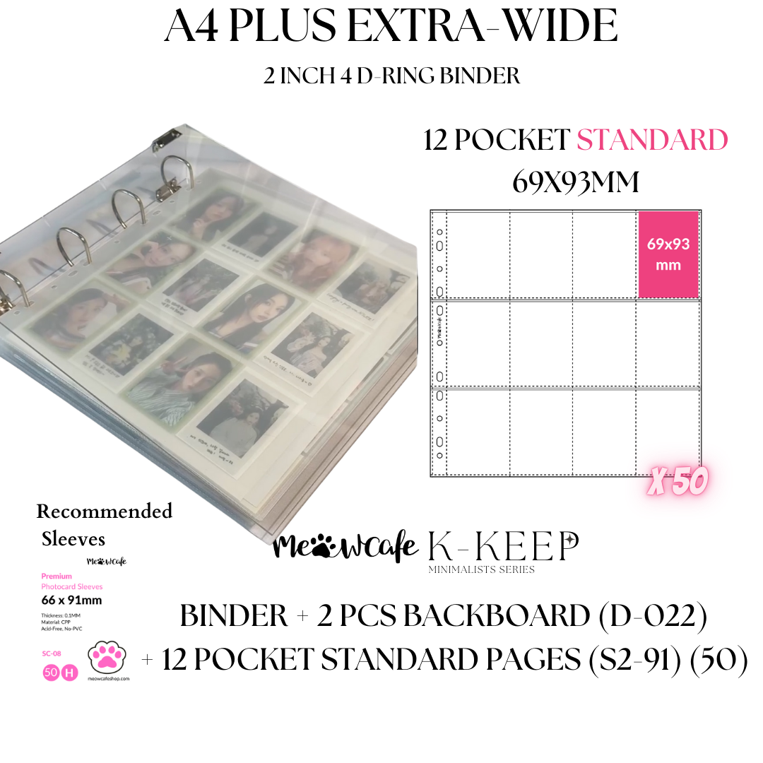 K-KEEP [A4 Plus Extra Wide] - [2 inch]  - OT13/OT12 Acrylic Binder Aesthetic Hardcover Display Binder | Large Capacity Kpop Photocard Binder (Self-Assembly Required)