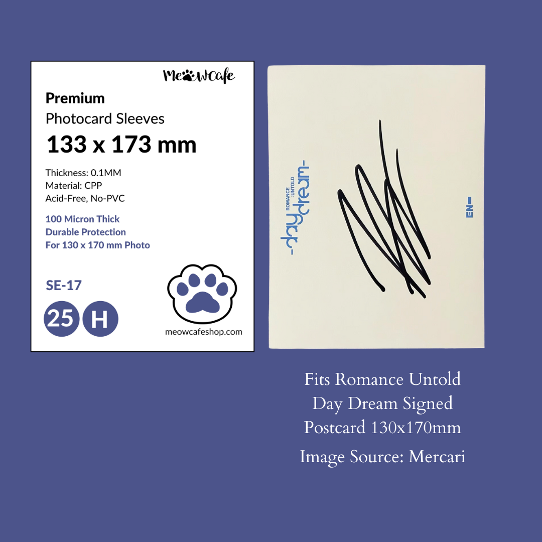 [133x173MM]  Meowcafe Premium CPP Card Sleeve Fits 130x170mm Enhypen Signed Postcard (Romance Untold and DayDream) (SE-17)