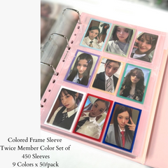 Meowcafe Premium [61x91 mm] Colored Frame Sleeves - Colored Frame Front + Clear Back For Special Visual Representation - 9 TWICE Colors Set of 450 Sleeves