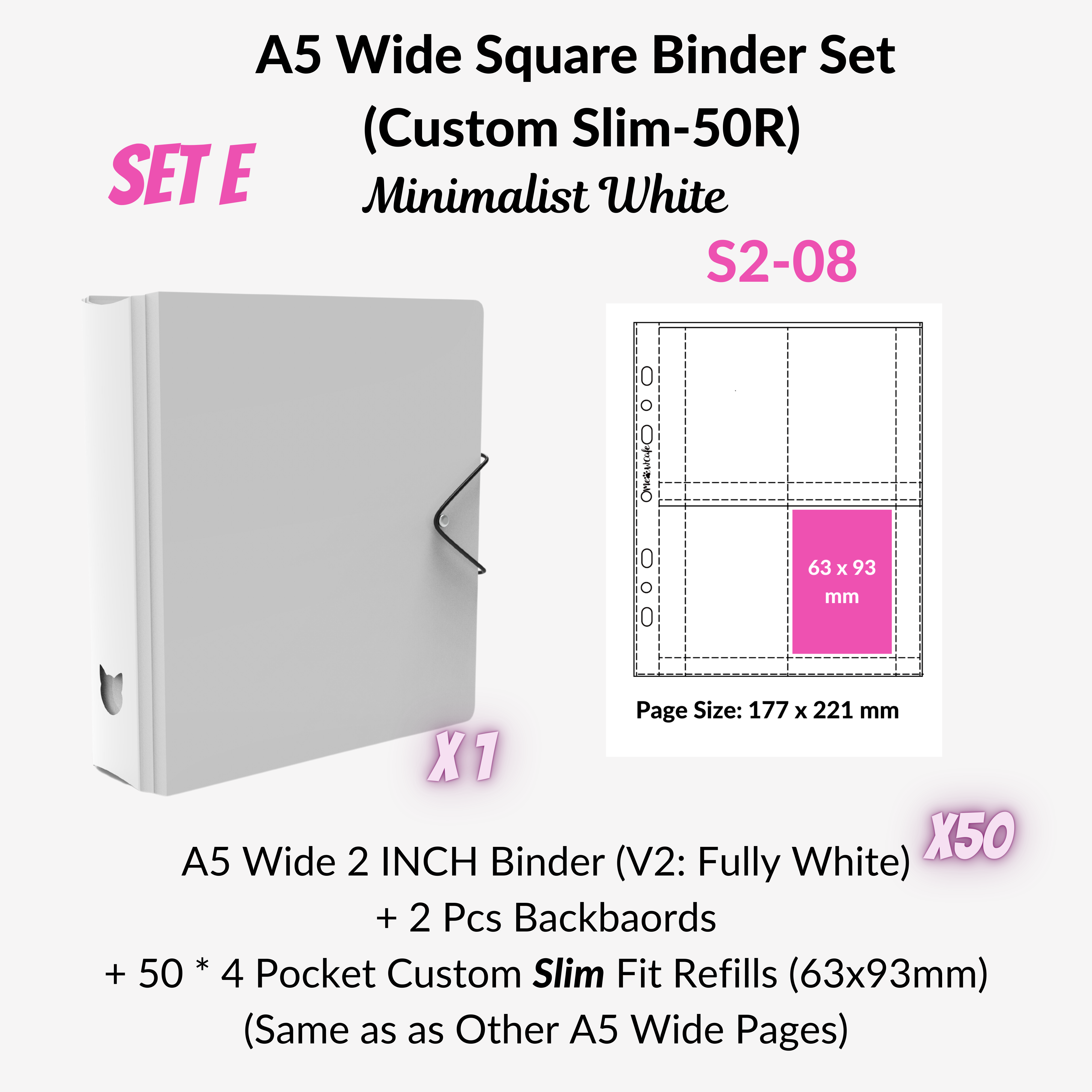 K-KEEP [A5 Wide]  Square Binder [V2 With Cat Button] - [2 inch] - [Minimalist Series]  - The Most Comprehensive and Largest A5 Binder Specially Designed for Kpop Collector