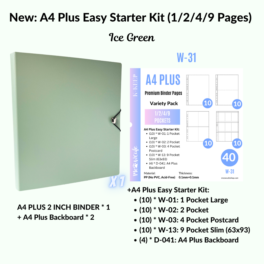 K-KEEP [A4 PLUS]  Binder - [2 inch] - [Minimalist Series]  - The Most Comprehensive A4 Binder Specially Designed for Kpop Collector - [Ice Green]