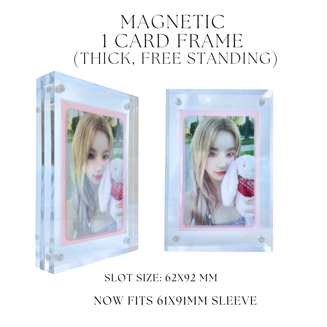 K-KEEP Acrylic Magnetic Display Frame - [1 Photocard Frame] Slot Size 62x92MM - 10MM Thick, Free Standing Frame with Inner Insert Slot