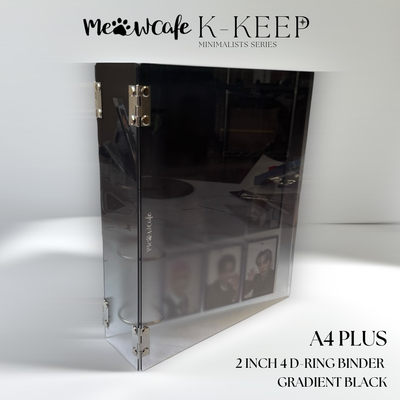 K-KEEP [A4 Plus] - [2 inch]  - Acrylic Binder Aesthetic Hardcover Binder D-Ring | Large Capacity Kpop Photocard Binder (Self-Assembly Required) - Gradient Black