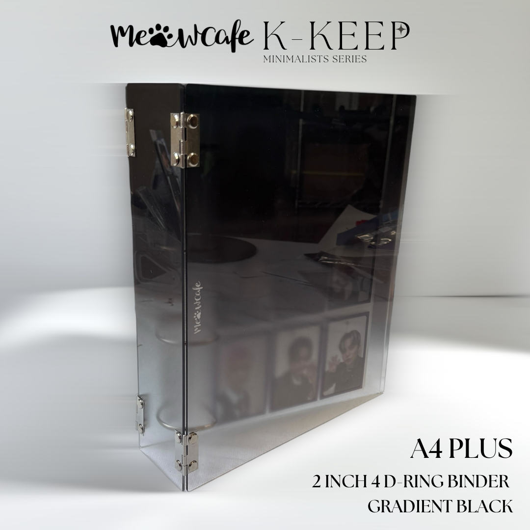 K-KEEP [A4 Plus] - [2 inch]  - Acrylic Binder Aesthetic Hardcover Binder D-Ring | Large Capacity Kpop Photocard Binder (Self-Assembly Required) - Gradient Black