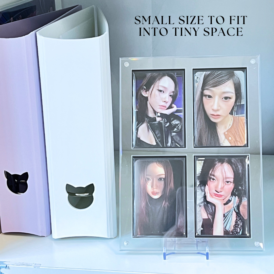 K-KEEP Acrylic Magnetic Display Frame - [4 Photocard Frame] Slot Size 62x92MM Magnetic Closure (Updated 2x2 Layout for Smaller Space)