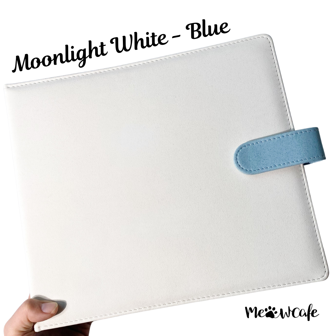 K-KEEP [A5 Extra-Wide] Binder - [1 inch] - [White Moonlight Series]- 6 Pocket | Soft PU Leather Binder D-Ring Designed for OT5/OT6 Collector