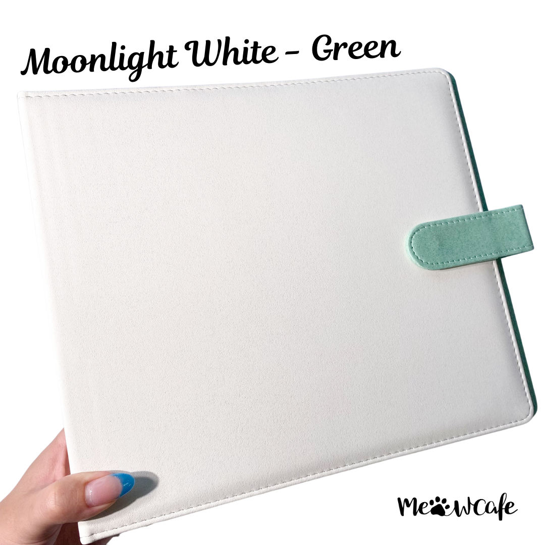 K-KEEP [A5 Extra-Wide] Binder - [1 inch] - [White Moonlight Series]- 6 Pocket | Soft PU Leather Binder D-Ring Designed for OT5/OT6 Collector