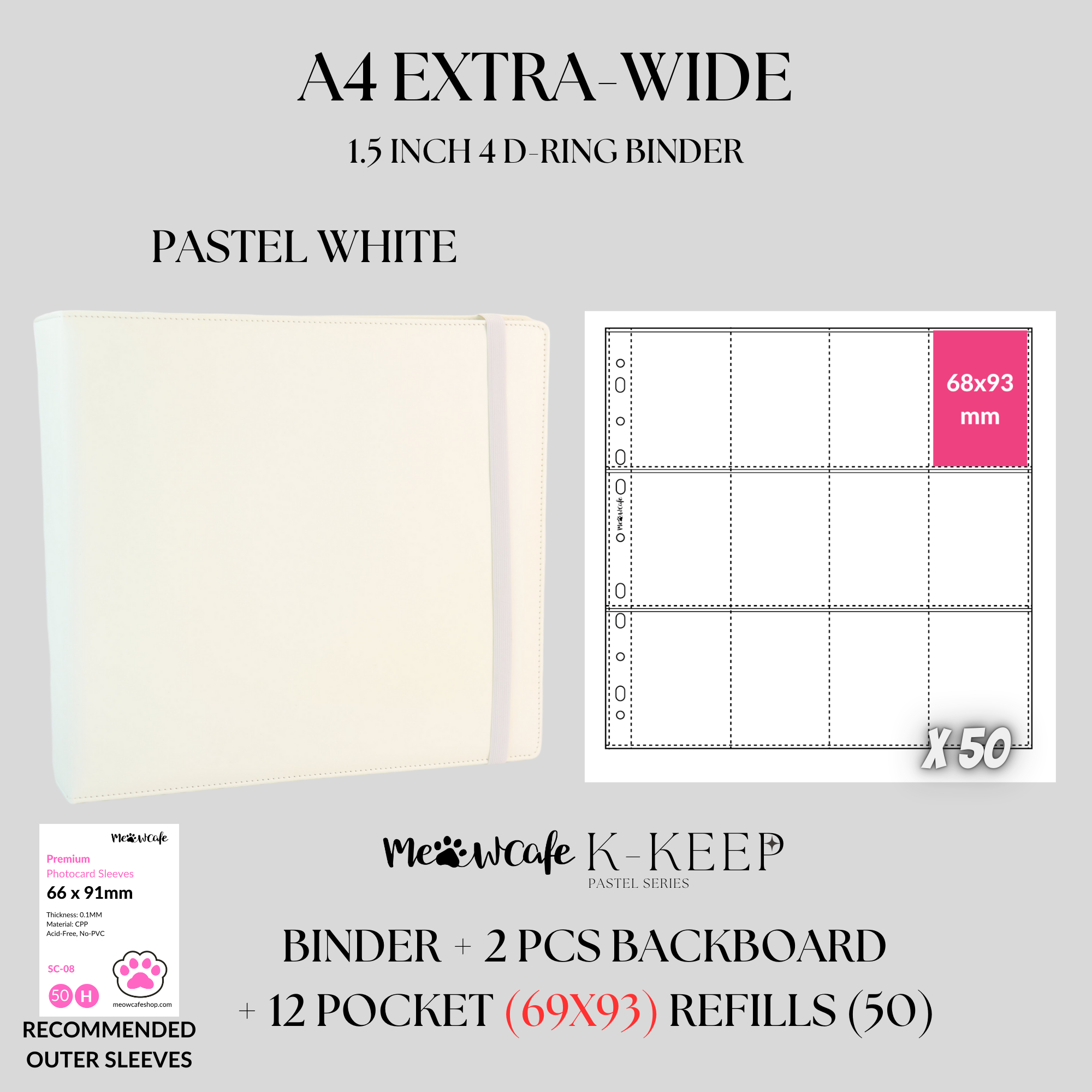 K-KEEP [A4 Extra Wide] Binder - [1.5 Inch] - [Pastel Series] - 12 Pocket Binder Specially Designed for OT11 or  OT12 Collectors | Kpop Photocard Binder