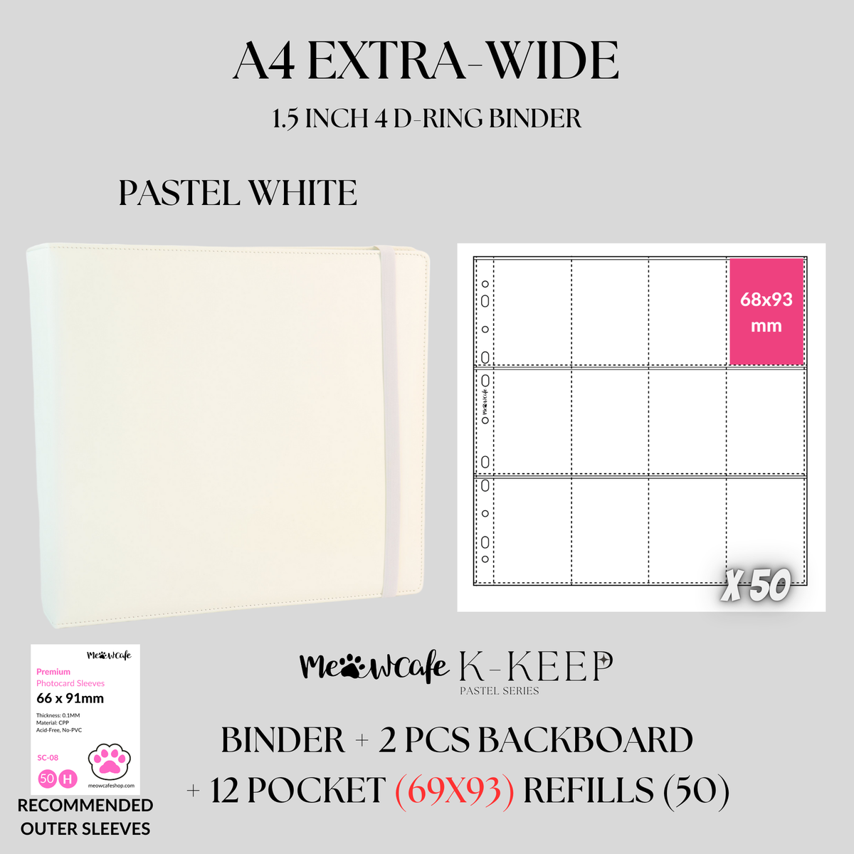 K-KEEP [A4 Extra Wide] Binder - [1.5 Inch] - [Pastel Series] - 12 Pocket Binder Specially Designed for OT11 or  OT12 Collectors | Kpop Photocard Binder