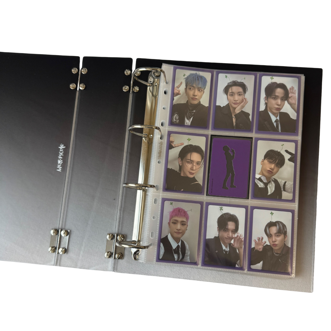 K-KEEP [A4 Plus] - [2 inch]  - Acrylic Binder Aesthetic Hardcover Binder D-Ring | Large Capacity Kpop Photocard Binder (Self-Assembly Required) - Gradient Black
