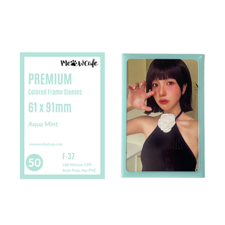 Meowcafe Premium [61x91 mm] Colored Frame Sleeves - Colored Frame Front + Clear Back For Special Visual Representation - Aqua Mint (F-37)