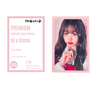 Meowcafe Premium [61x91 mm] Colored Frame Sleeves - Colored Frame Front + Clear Back For Special Visual Representation - Icy Pink