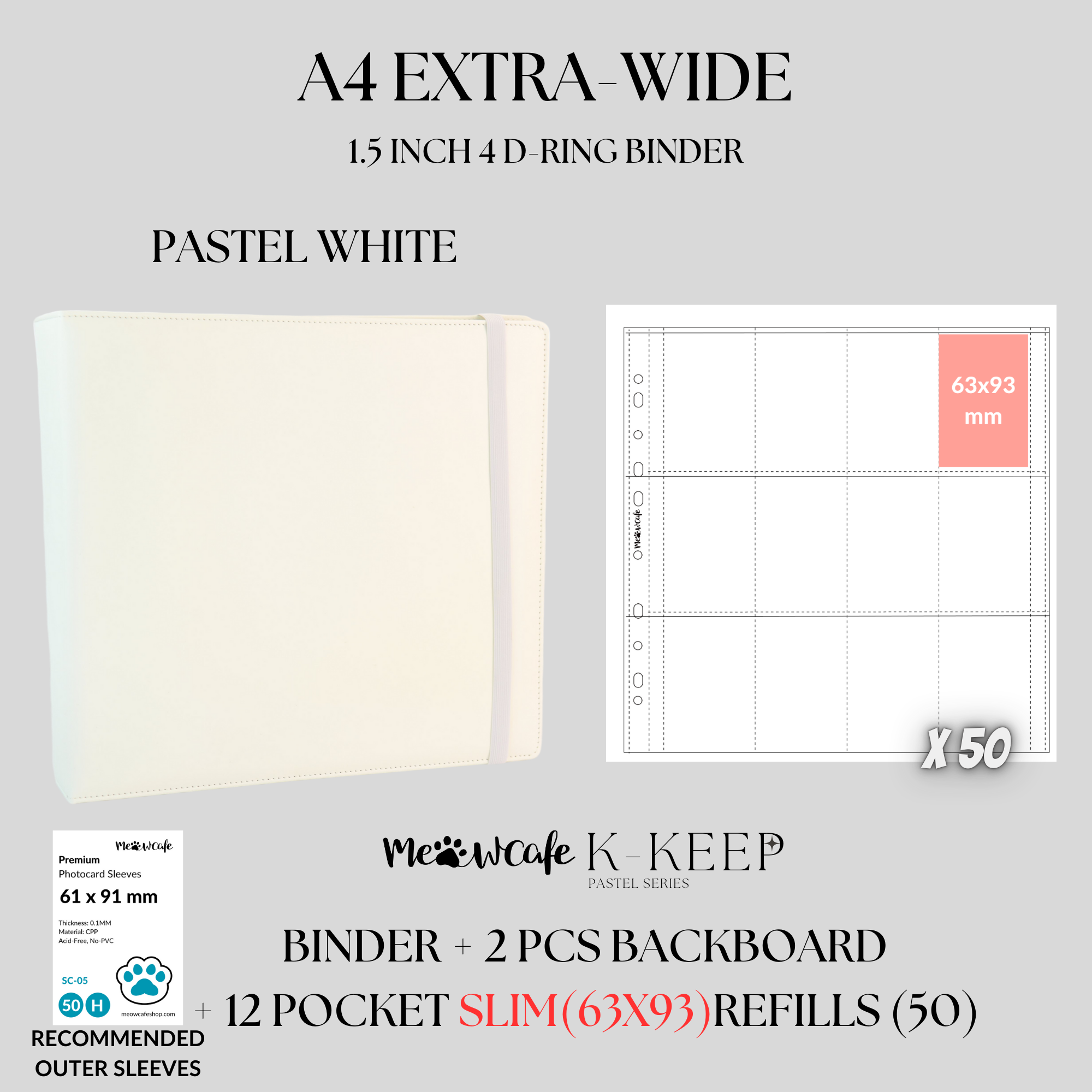 K-KEEP [A4 Extra Wide] Binder - [1.5 Inch] - [Pastel Series] - 12 Pocket Binder Specially Designed for OT11 or  OT12 Collectors | Kpop Photocard Binder