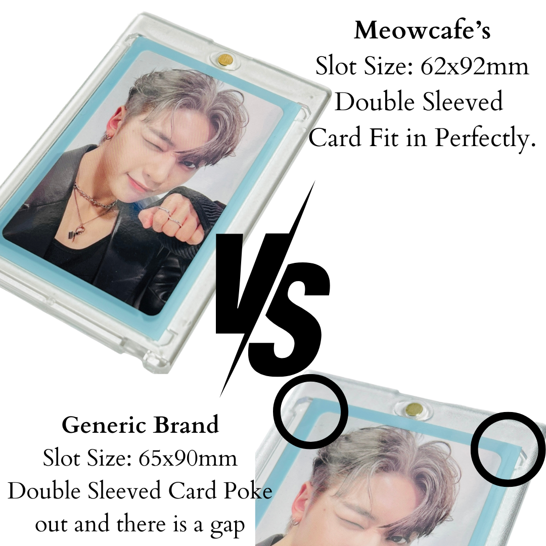 [UV Blocking] Premium Magnetic Card Holder -Strong, High Clarity Custom Photocard Holder Designed to Perfect Fit 61x91mm Double Sleeved Kpop Photocard, Acid Free, 55PT (fit instax mini Polaroid)