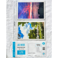 K-KEEP [A5 Wide] - 2 Pocket Postcard, 7 Holes Premium Binder Pages, 100 Micron Thick, High Definition (Pack of 25) - S2-05