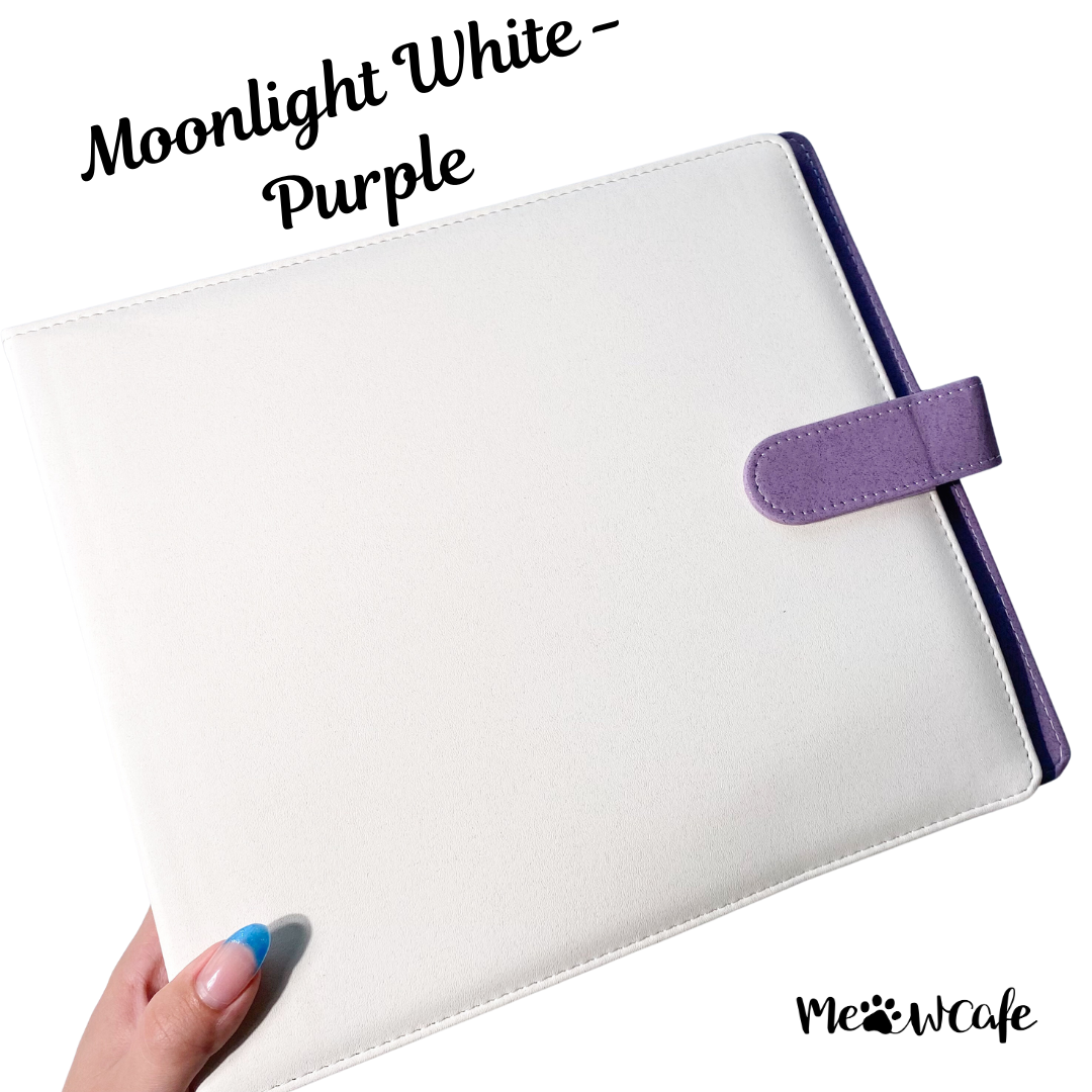 K-KEEP [A5 Extra-Wide] Binder - [1 inch] - [White Moonlight Series]- 6 Pocket | Soft PU Leather Binder D-Ring Designed for OT5/OT6 Collector