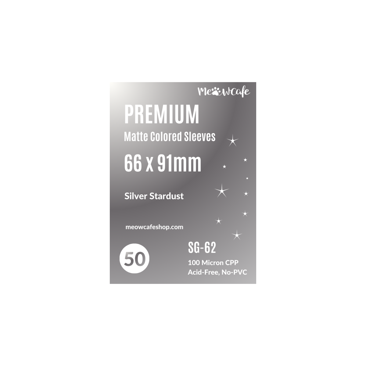 [PRE ORDER][Ship on Aug 30th][For TCG Cards]Meowcafe [66x91 mm] Premium Colored Matte Sleeves Series - Silver Stardust (SG-62)