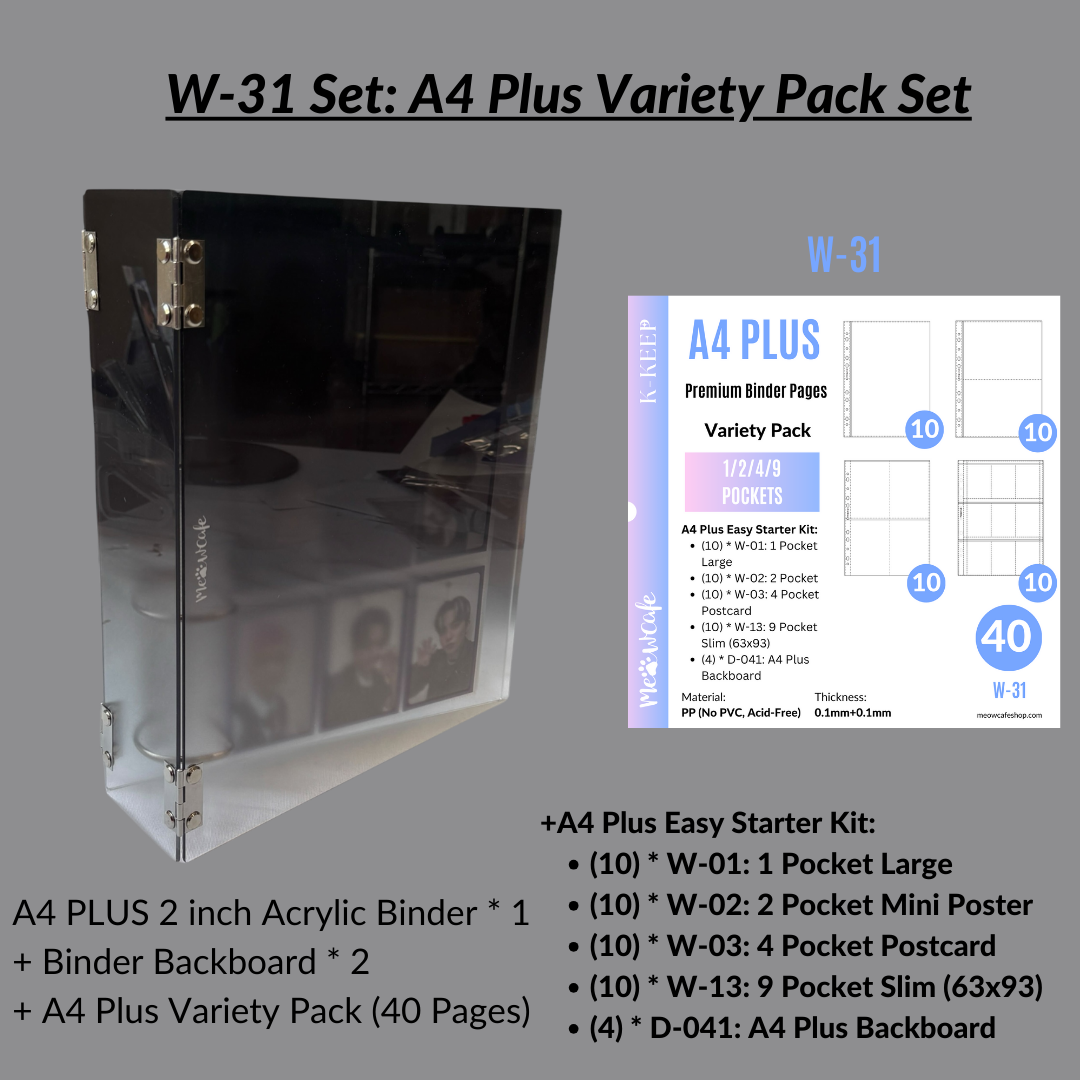 K-KEEP [A4 Plus] - [2 inch]  - Acrylic Binder Aesthetic Hardcover Binder D-Ring | Large Capacity Kpop Photocard Binder (Self-Assembly Required) - Gradient Black