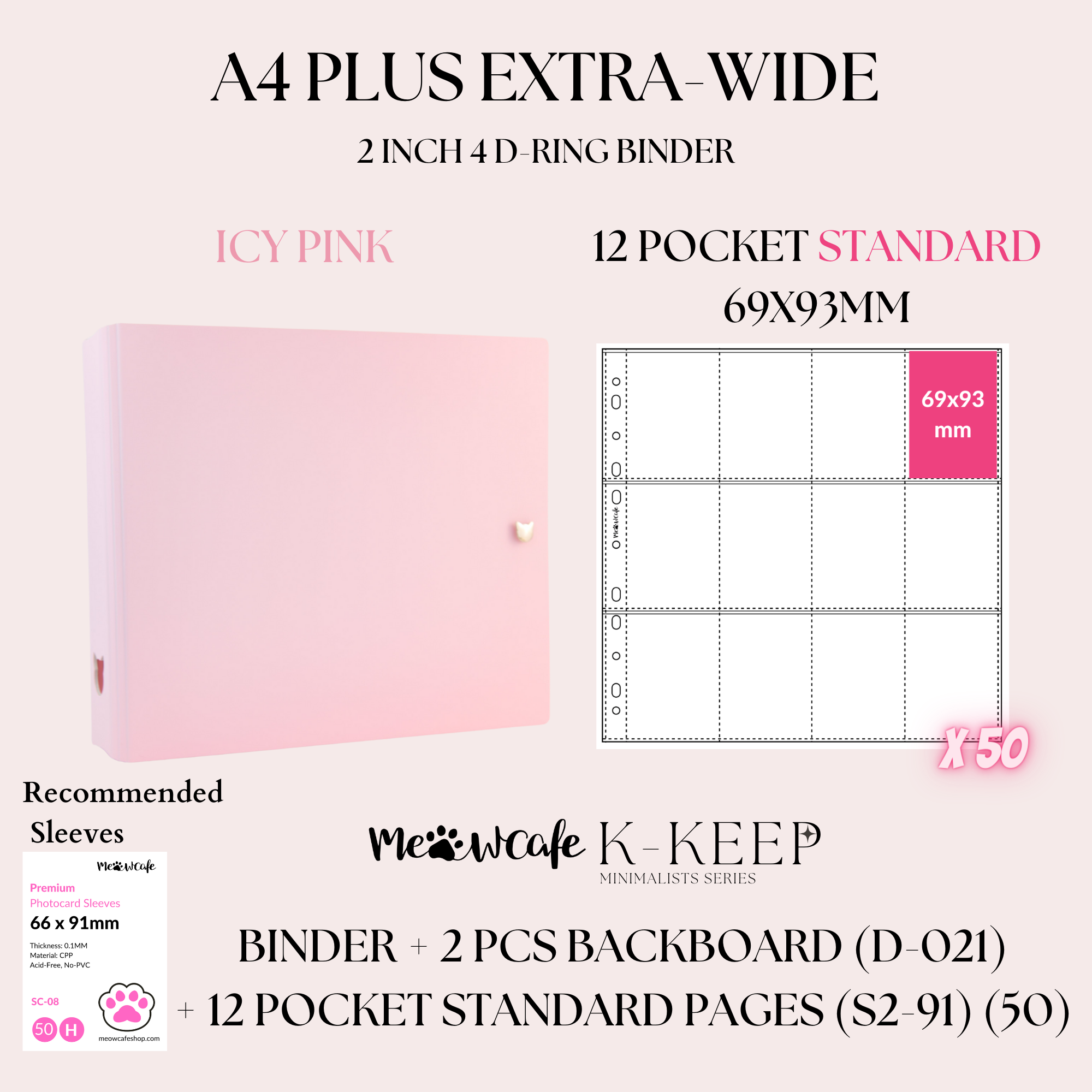 [Limited Stock] K-KEEP [A4 Plus Extra Wide] Binder - [2 Inch] - [Minimalist Series] - OT13 Binder Specially Designed for OT13  (Seventeen) or OT5 Collectors | Kpop Photocard Binder