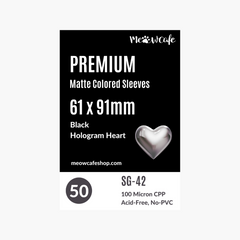 Meowcafe [61x91mm] Premium Colored Hologram Matte Sleeves - Hologram Heart BLACK (SG-42)