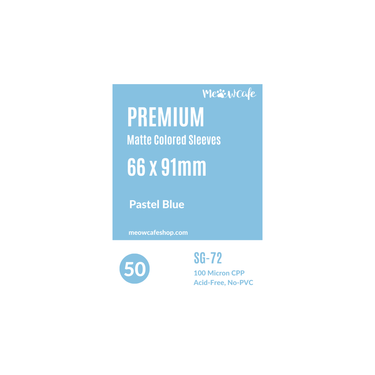 [PRE ORDER][Ship on Aug 30th][For TCG Card] Meowcafe [66x91 mm] Premium Colored Matte Sleeves - Pastel Blue (SG-72)