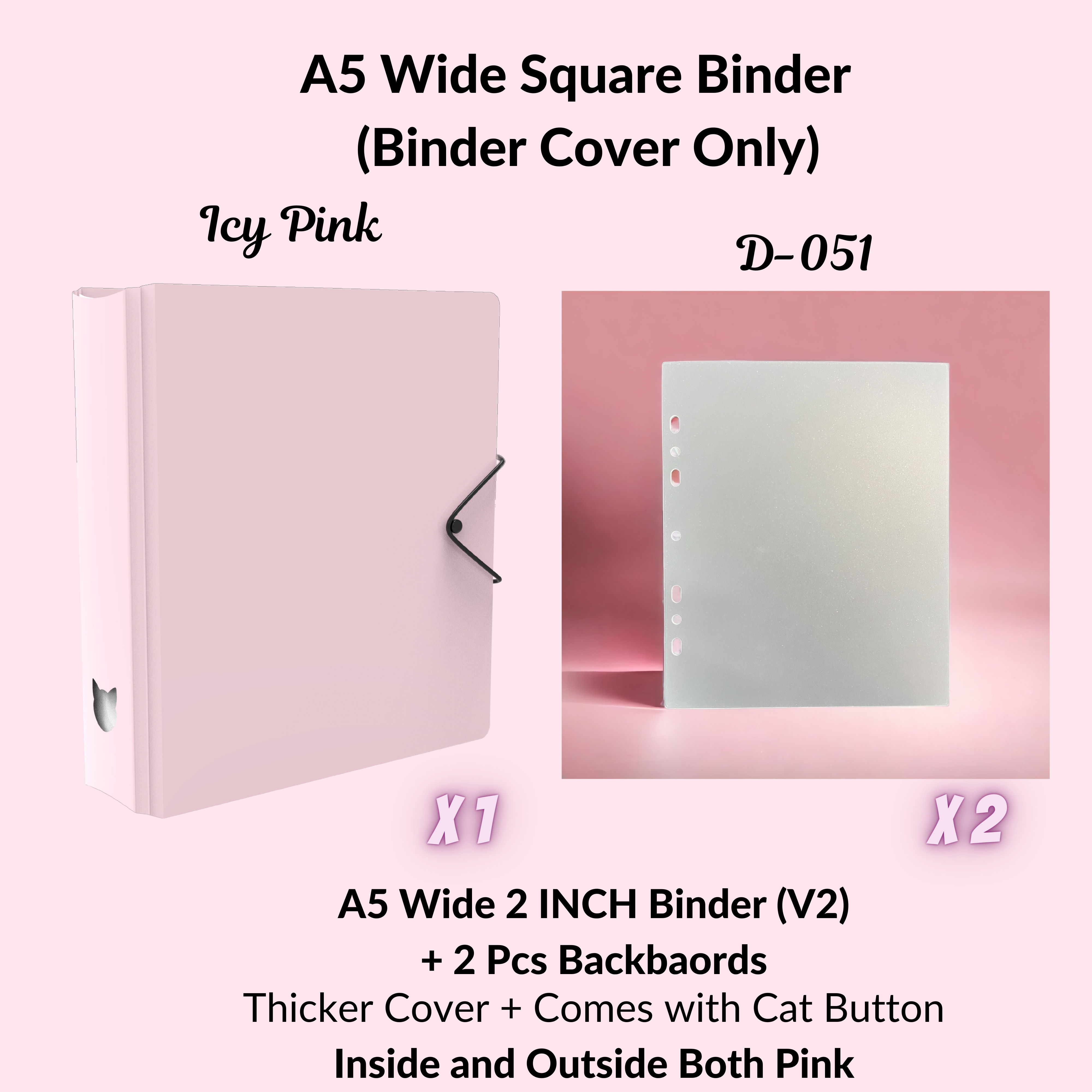 K-KEEP [A5 Wide] Square Binder [V2 With Cat Button] - [2 inch] -  [Minimalist Series] - The Most Comprehensive and Largest A5 Binder  Specially Designed