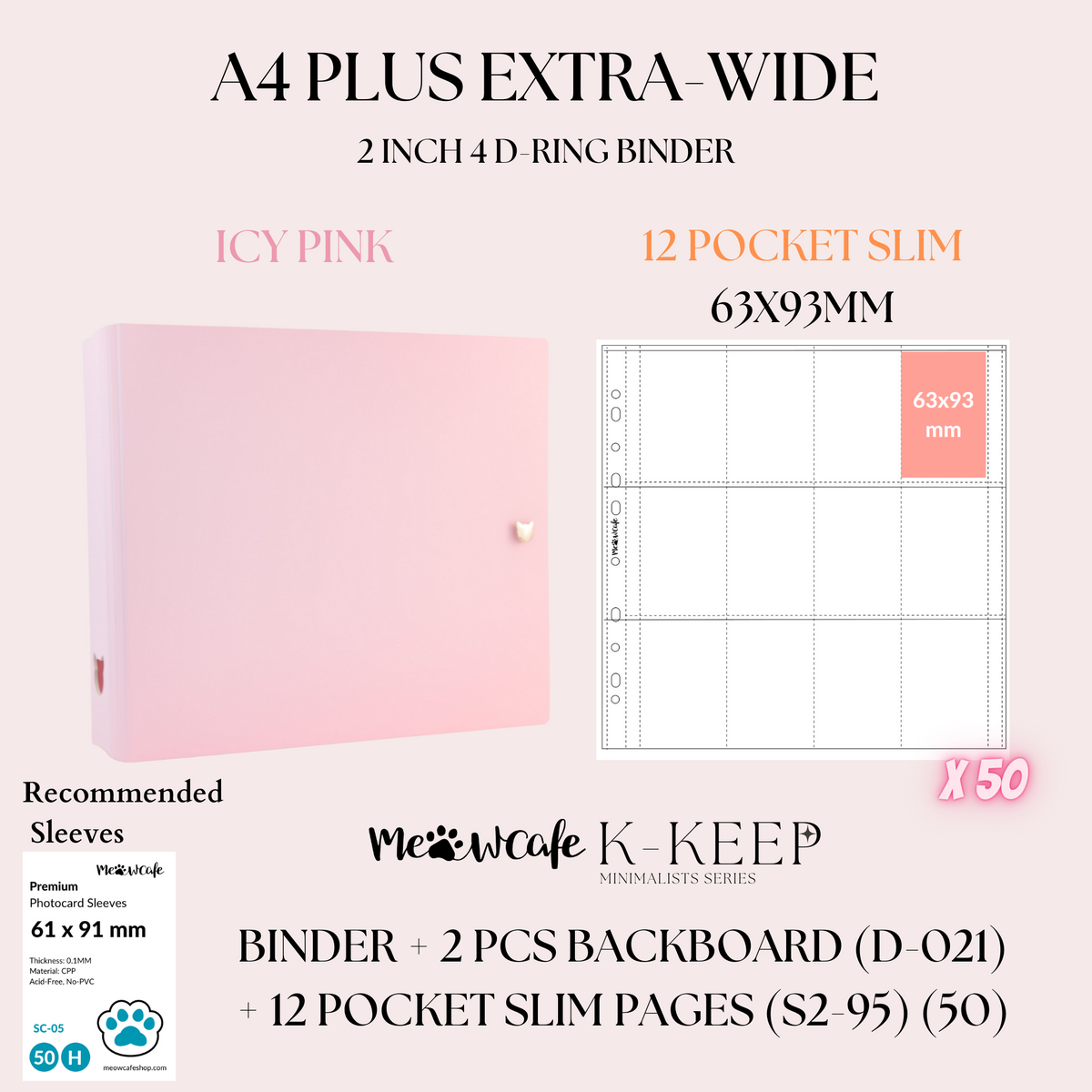 K-KEEP [A4 Plus Extra Wide] Binder - [2 Inch] - [Minimalist Series] - OT13 Binder Specially Designed for OT13  (Seventeen) or OT5 Collectors | Kpop Photocard Binder