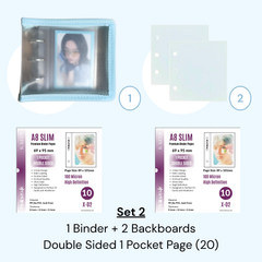 K-KEEP [A8 Wide] - [1 inch]  - Mini Zipper Frosted Binder + Page Set (Binder+Backboard+20 Pages)