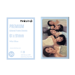 Meowcafe Premium [61x91 mm] Colored Frame Sleeves - Colored Frame Front + Clear Back For Special Visual Representation - Mist Blue (F-38)