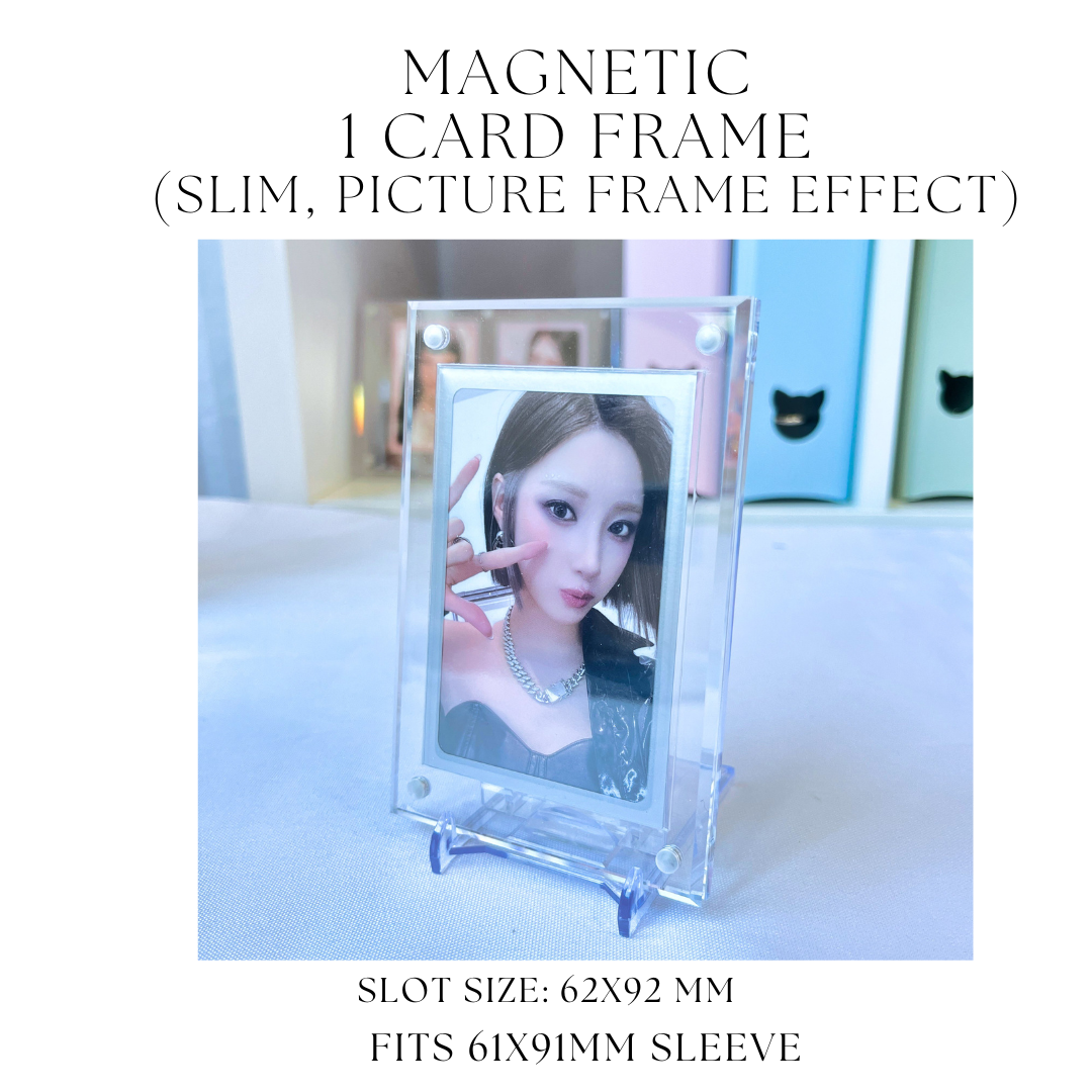 K-KEEP Acrylic Magnetic Display Frame - [1 Photocard Frame] Slot Size 62x92MM - 3MM Thick, Slant Picture Frame Effect Display Frame (Frame Only, No Stands)