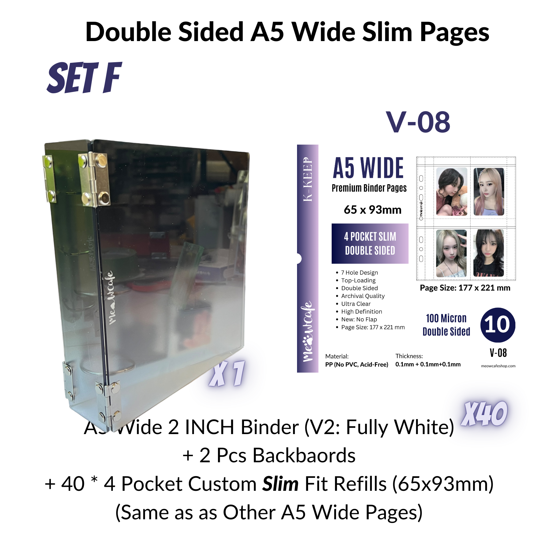 K-KEEP [A5 Wide] - [1.5 Inch] - [Gradient Acrylic Series] - Aesthetic Display Binder