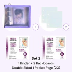 K-KEEP [A8 Wide] - [1 inch]  - Mini Zipper Frosted Binder + Page Set (Binder+Backboard+20 Pages)
