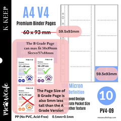 [B Grade] [Only Fit 58x89mm/57x88mm Sleeve, Does not fit 59.5x91mm Sleeve] K-KEEP [A4 V4] -  10 Pocket Slim (60x93mm) - 11 Holes Premium Binder Pages, 100 Micron Thick, High Definition (Pack of 10) - (B-Grade-PV4-09)