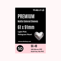 [61x91mm] Premium Colored Hologram Matte Sleeves - Hologram Heart + Light Pink (SG-49)