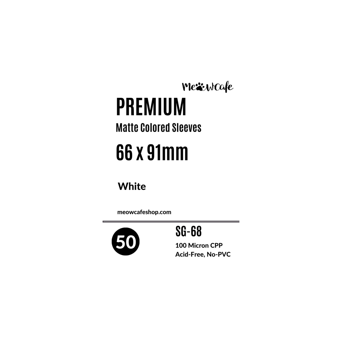 [PRE ORDER][Ship on Aug 30th][For TCG Card] Meowcafe [66x91 mm] Premium Colored Matte Sleeves - White (SG-68)