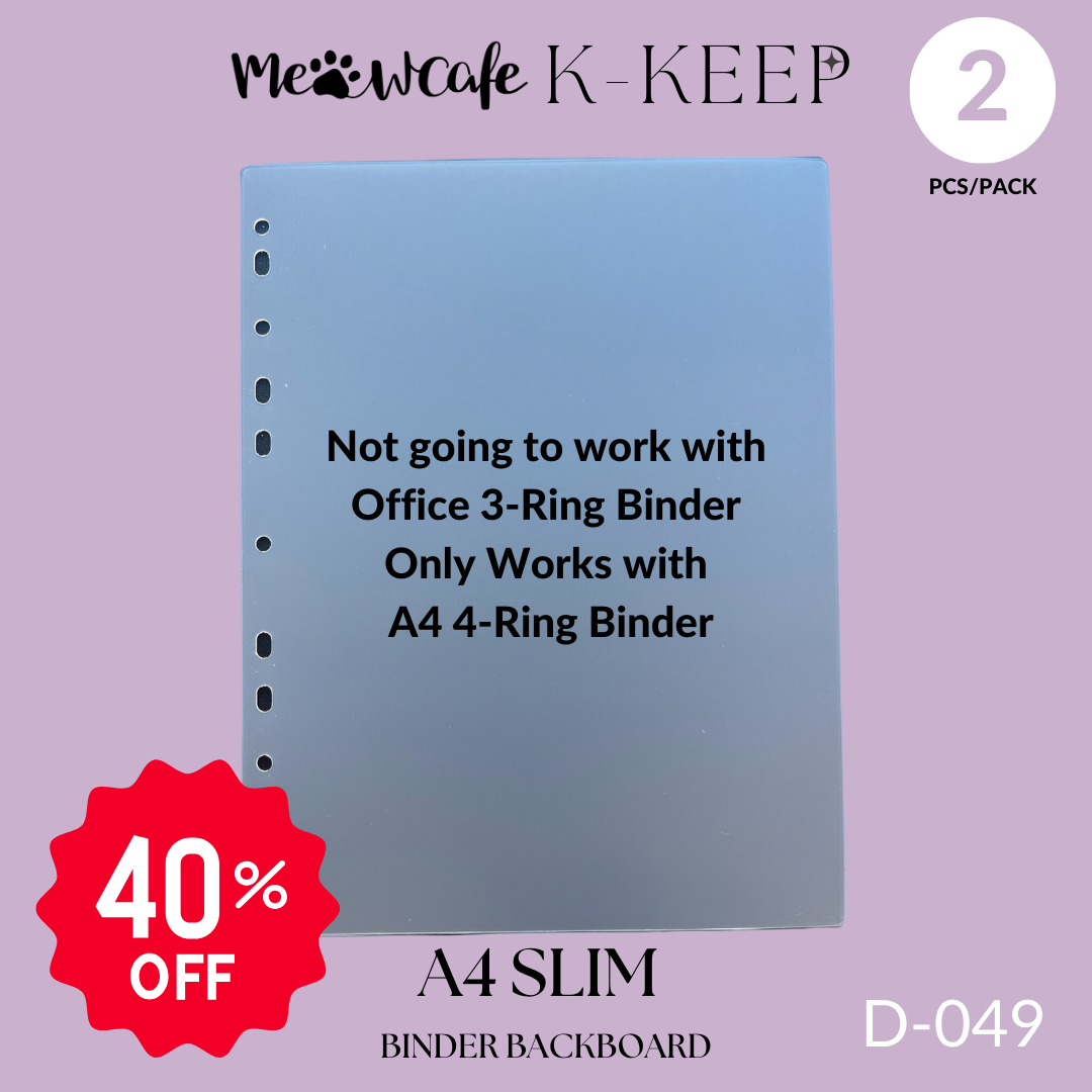 [Not Compatible with Office 3 Ring Binder] K-KEEP [Binder Backboards] - For [A4 Slim Page] 4-Ring - Protect Your Collectible From Bending (2 Pcs Per Pack) - D-049