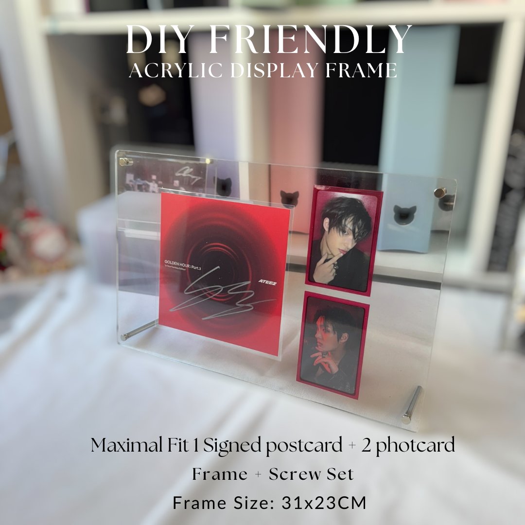 K-KEEP Acrylic Display Frame - [DIY Friendly Customizable Frame] Maximal Fit 1 Signed Postcard + 2 Photocard