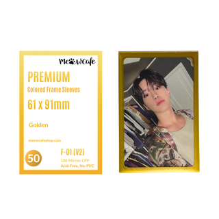 Meowcafe Premium [61x91 mm] Colored Frame Sleeves - Colored Frame Front + Clear Back For Special Visual Representation - Golden (F-01-V2)